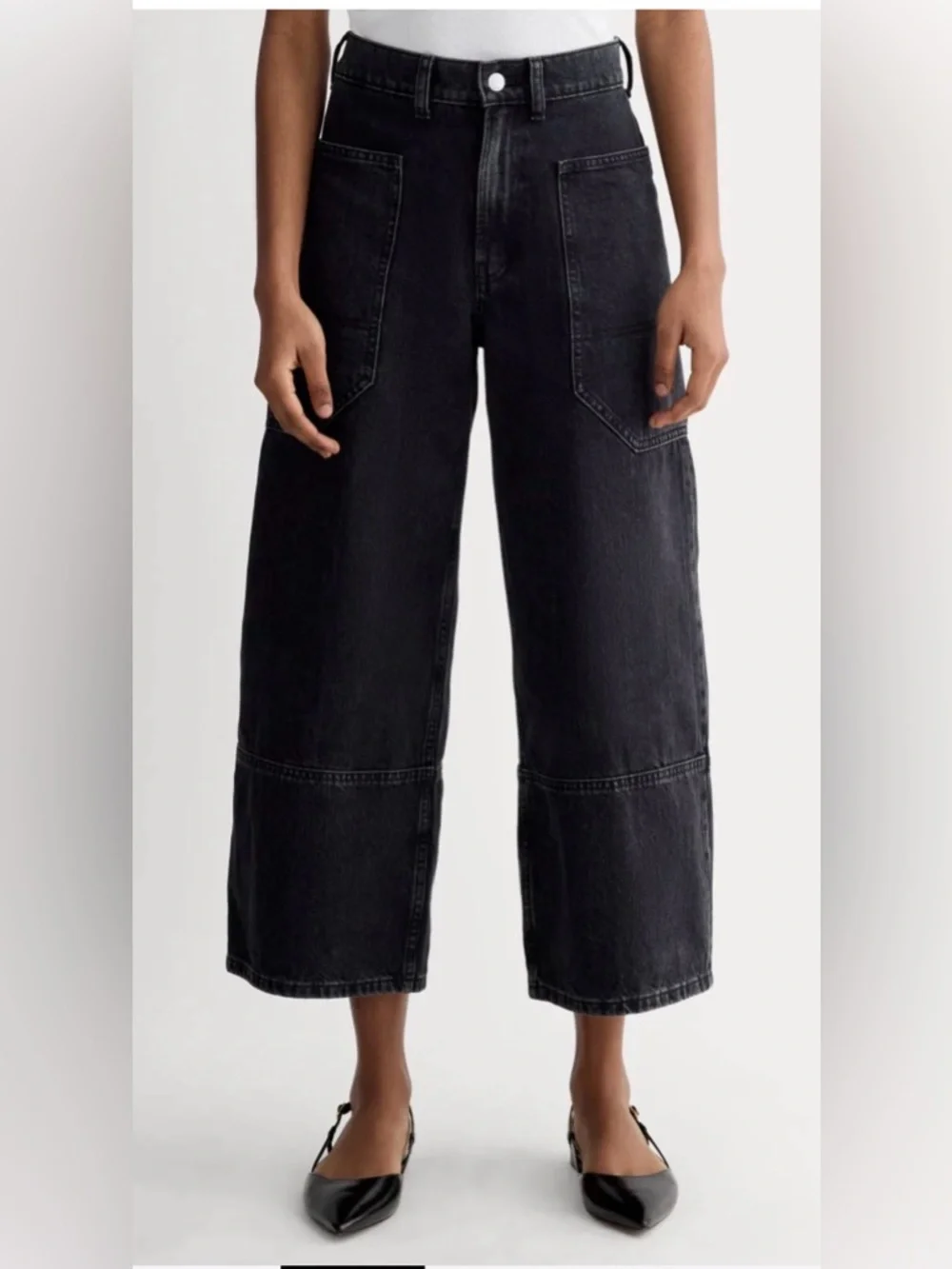 Everlane Jeans 27 Black The Way-High Gardener Cropped Wide Leg High Rise Organic - Picture 2 of 15